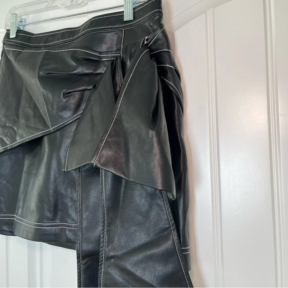 Anthropologie Pilcro Faux-Leather Bow Mini Skirt Size 6 NWT Moto Winter Grunge - Picture 4 of 10